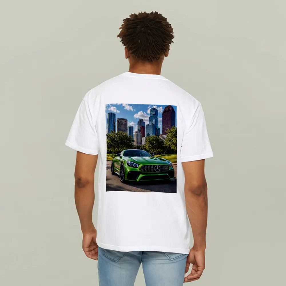 Mercedes AMG GT Green Houston City Skyline – T-Shirts