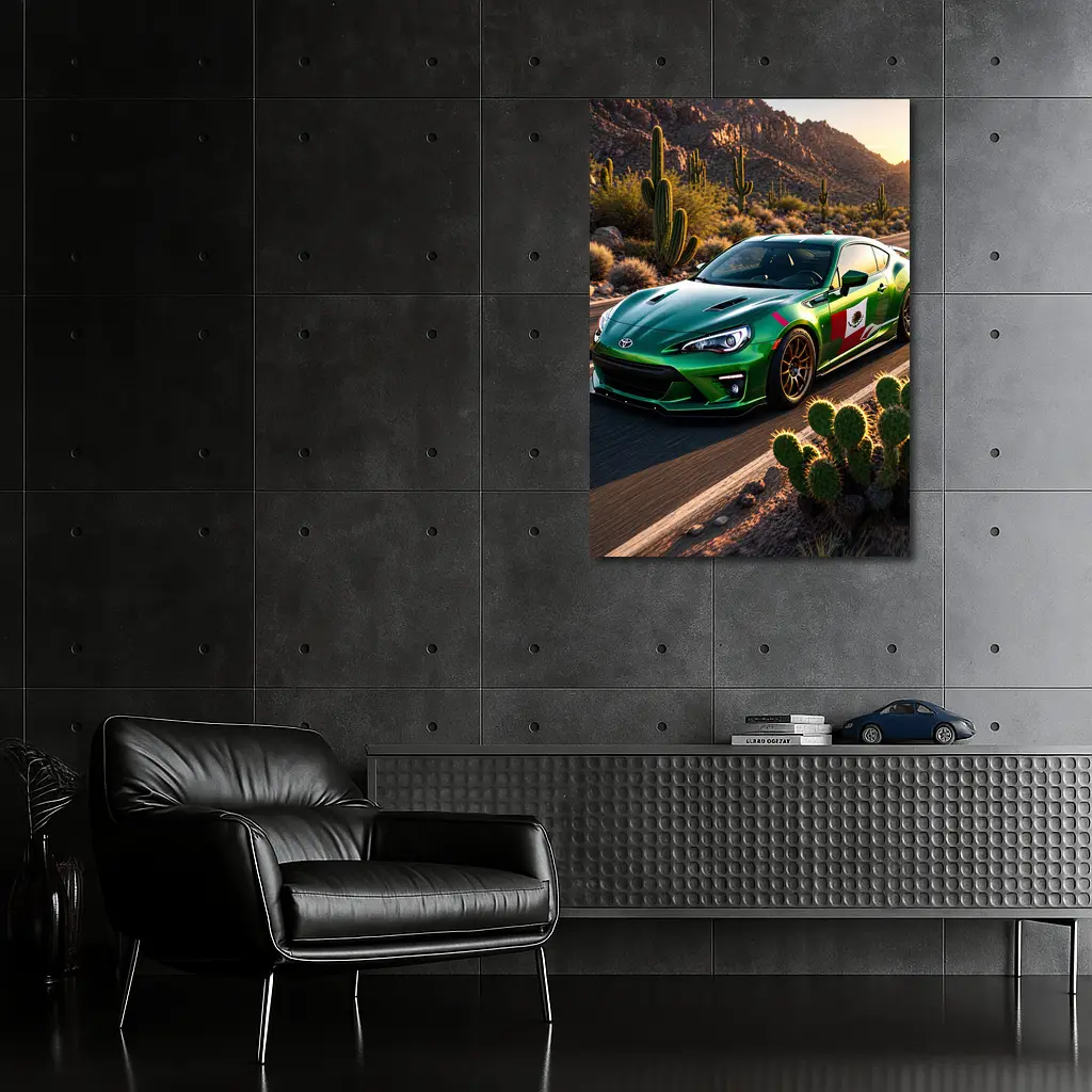 Toyota GT86 Green Mexico Flag Desert Road – Wall Art