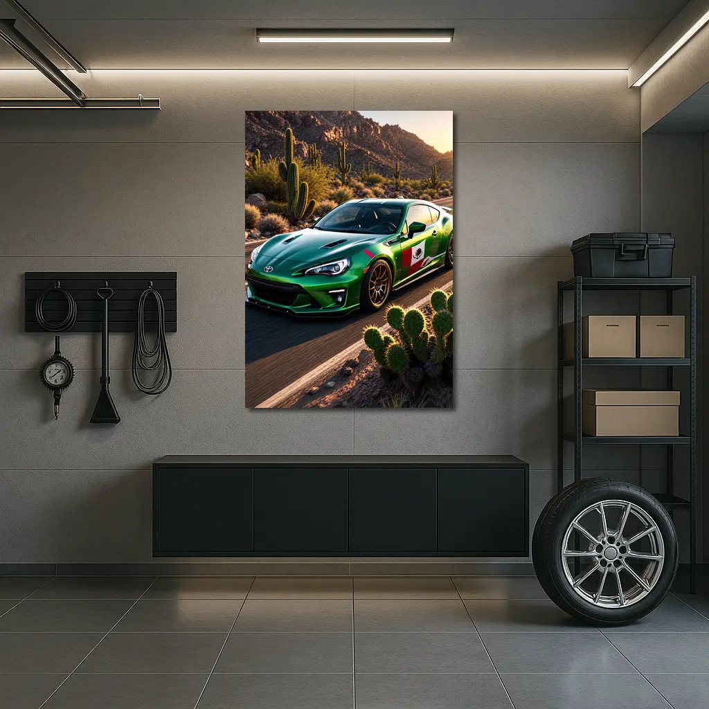 Toyota GT86 Green Mexico Flag Desert Road – Wall Art