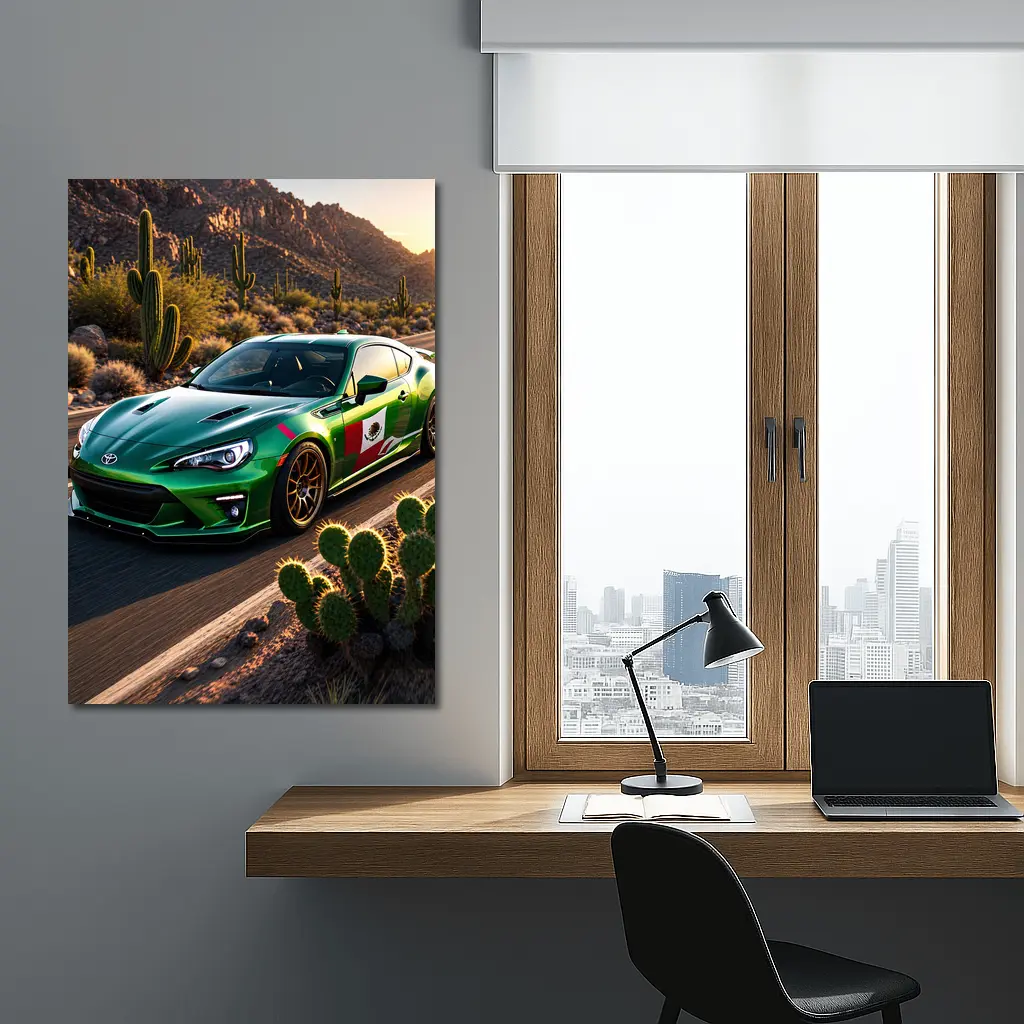 Toyota GT86 Green Mexico Flag Desert Road – Wall Art