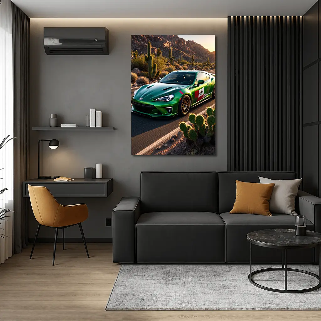Toyota GT86 Green Mexico Flag Desert Road – Wall Art