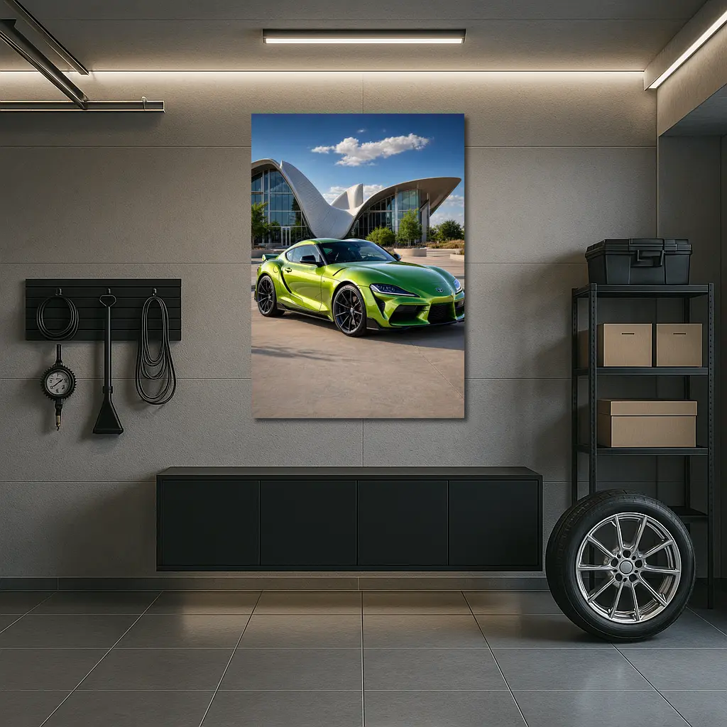 Toyota GR Supra Green at Modern Architecture – Wall Art