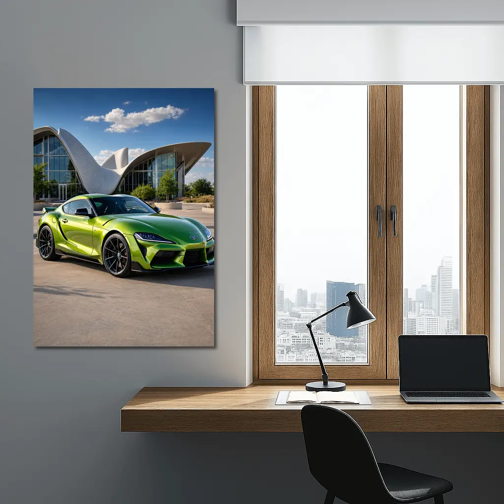 Toyota GR Supra Green at Modern Architecture – Wall Art