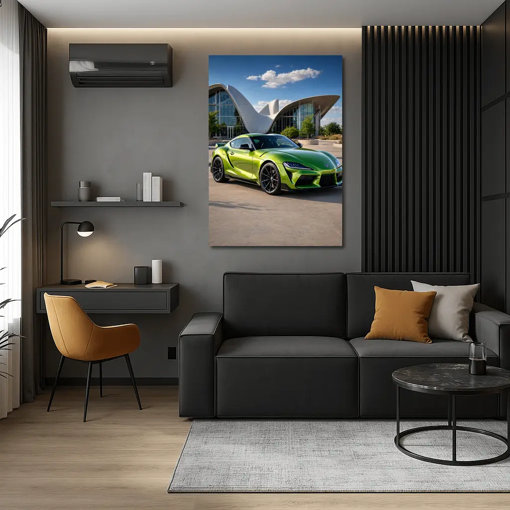 Toyota GR Supra Green at Modern Architecture – Wall Art