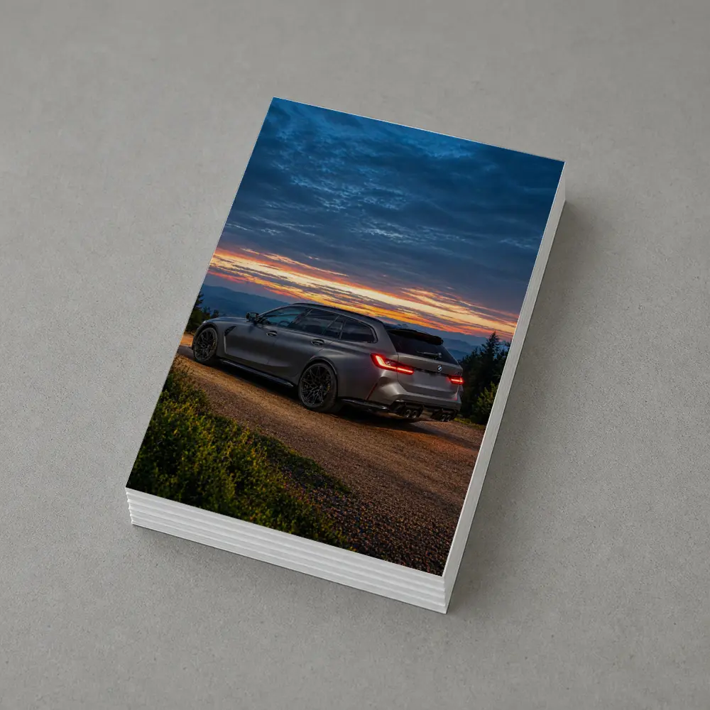 BMW M3 Touring Sunset Mountain Gravel Road – Postcards