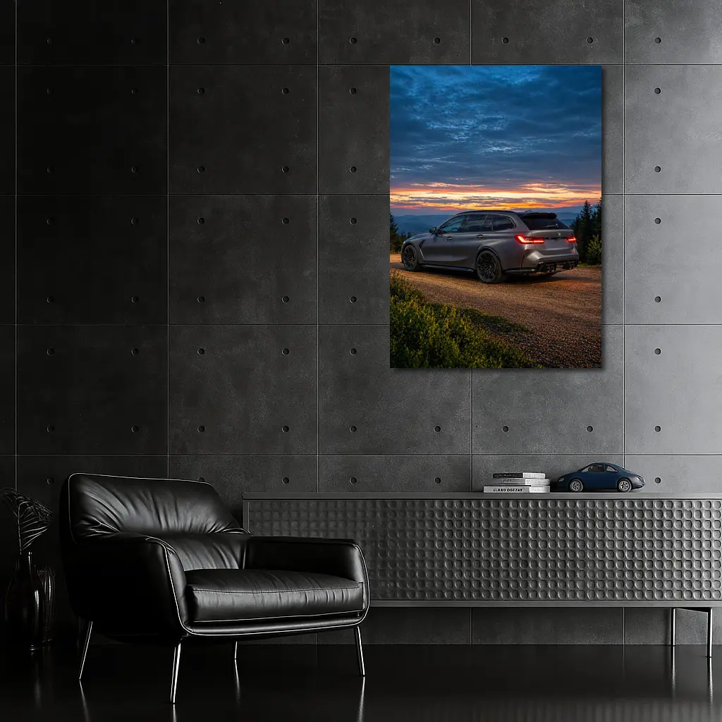 BMW M3 Touring Sunset Mountain Gravel Road – Wall Art