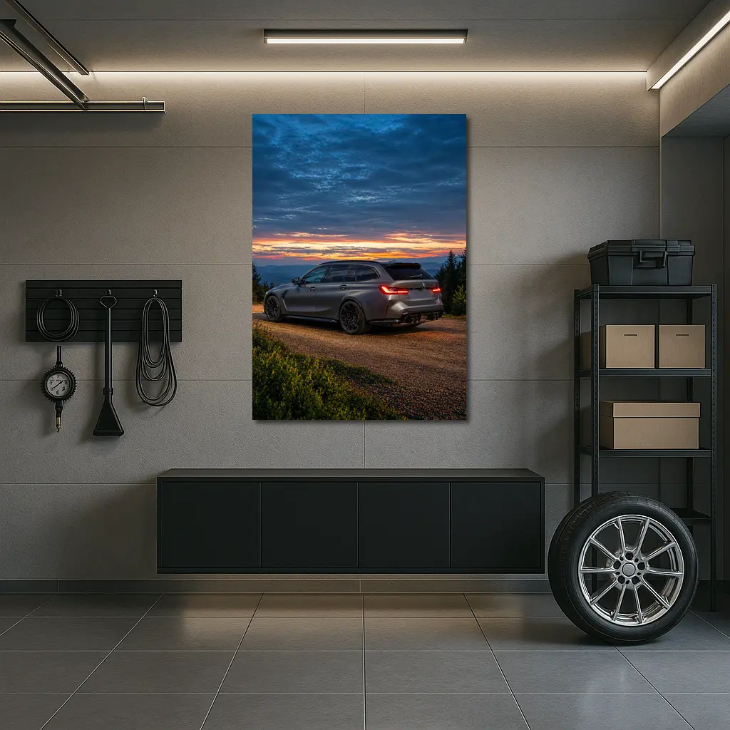 BMW M3 Touring Sunset Mountain Gravel Road – Wall Art