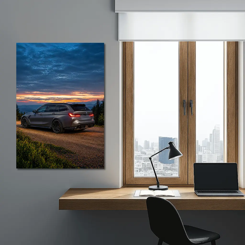 BMW M3 Touring Sunset Mountain Gravel Road – Wall Art
