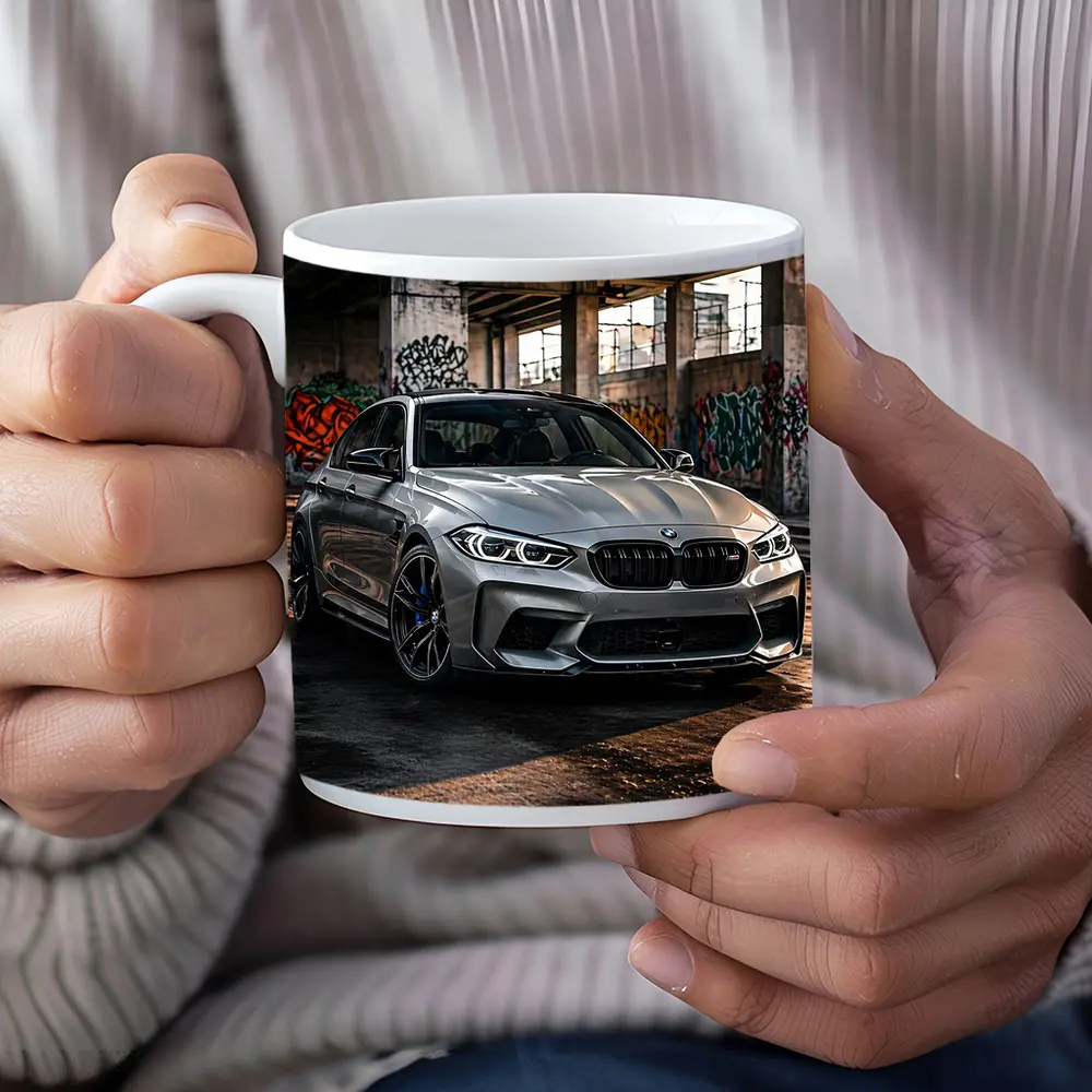 BMW M3 Gray Urban Abandoned Building Setting – Mugs