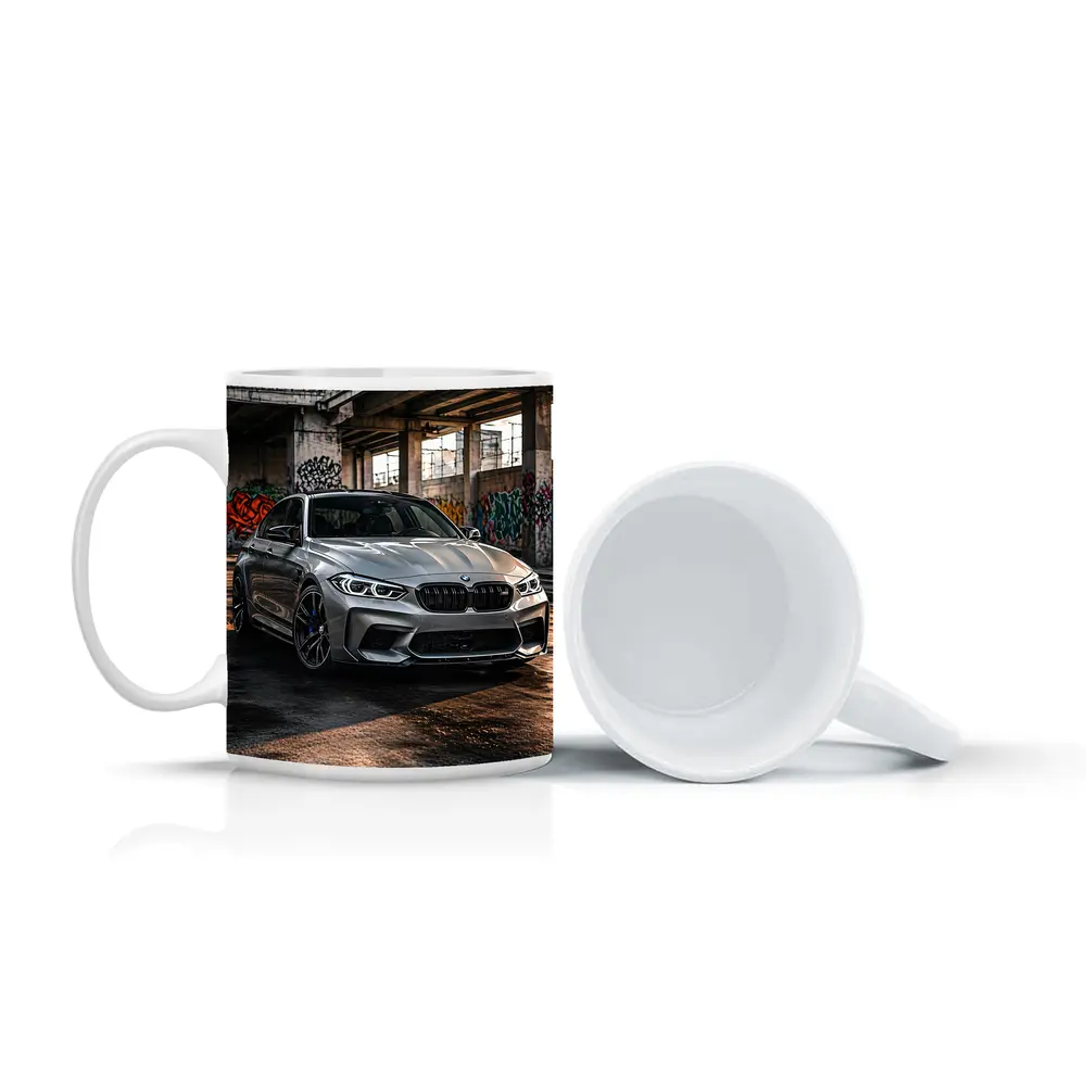 BMW M3 Gray Urban Abandoned Building Setting – Mugs