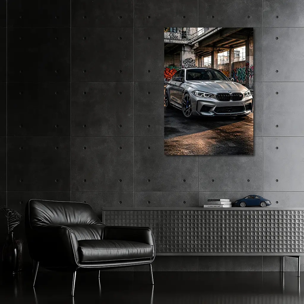 BMW M3 Gray Urban Abandoned Building Setting – Wall Art