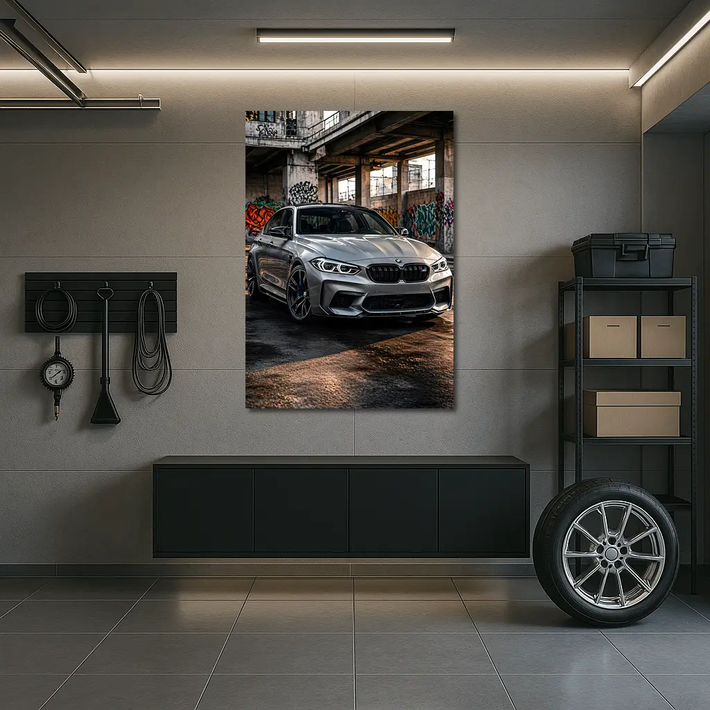 BMW M3 Gray Urban Abandoned Building Setting – Wall Art