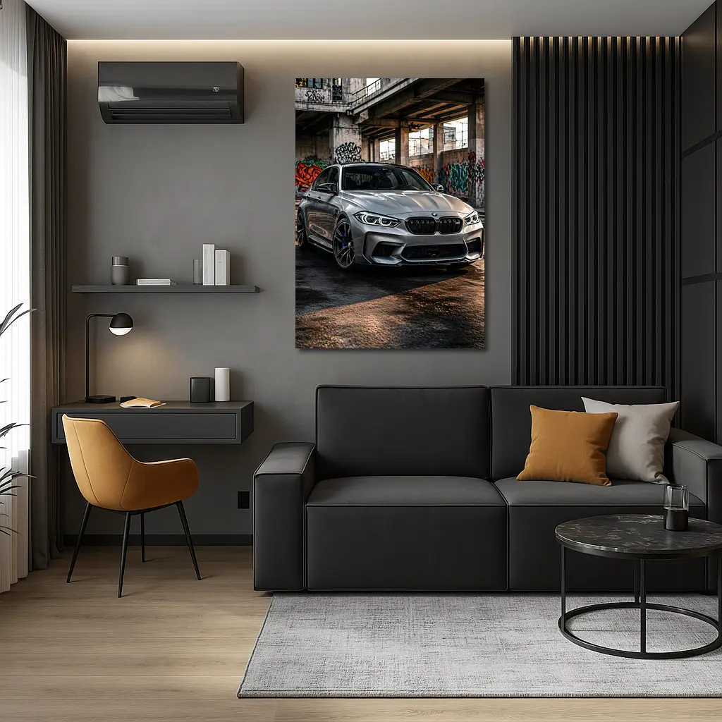 BMW M3 Gray Urban Abandoned Building Setting – Wall Art