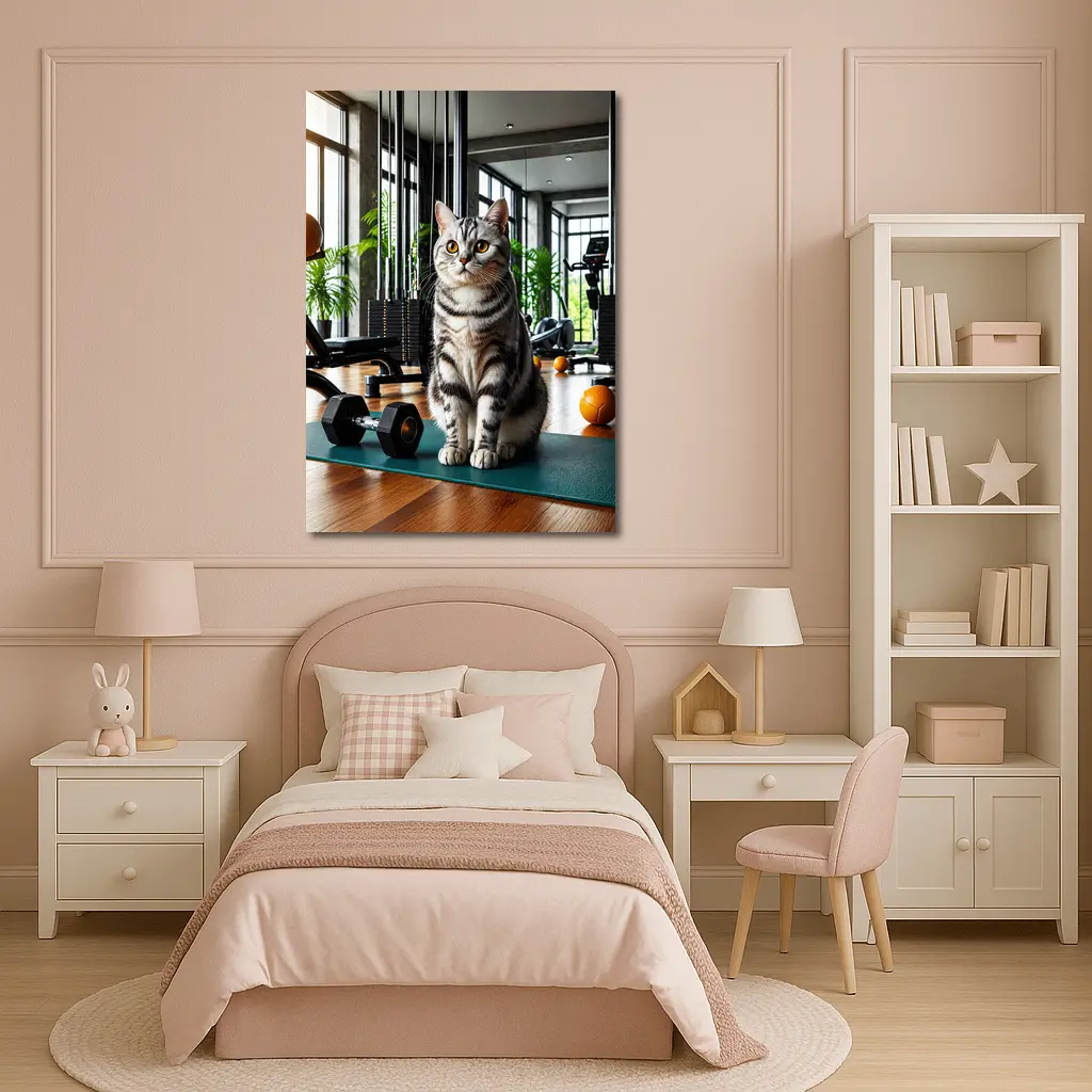 American Shorthair Cat In Modern Gym – Wall Art