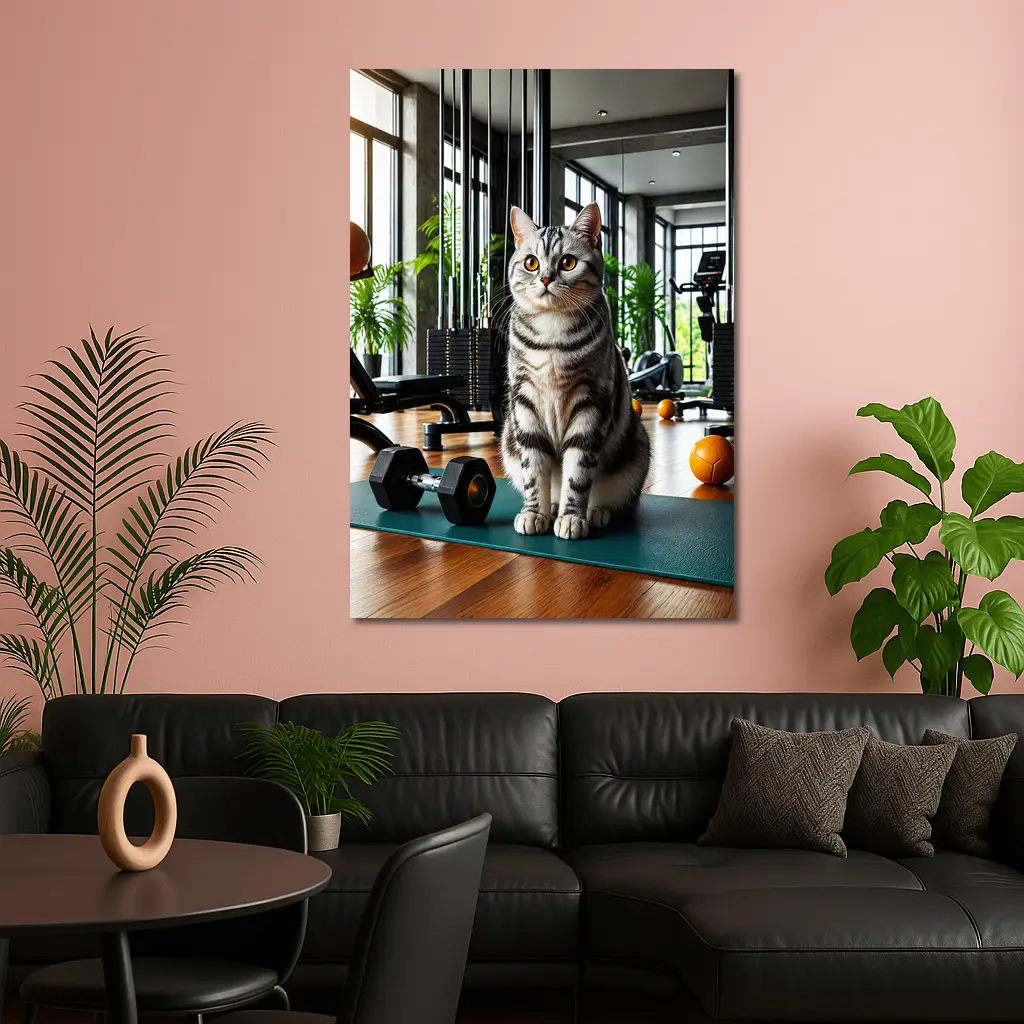 American Shorthair Cat In Modern Gym – Wall Art