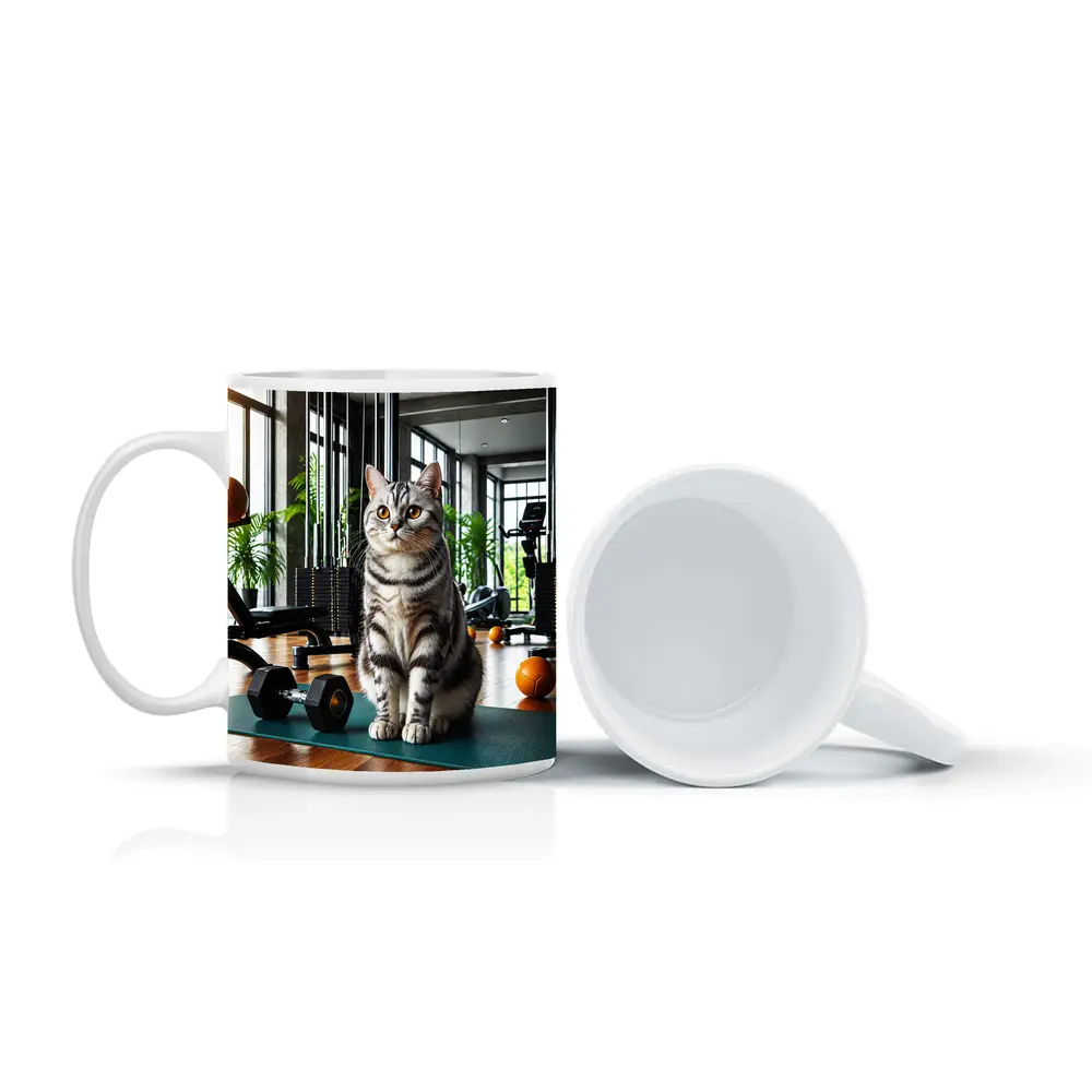 American Shorthair Cat In Modern Gym – Mugs