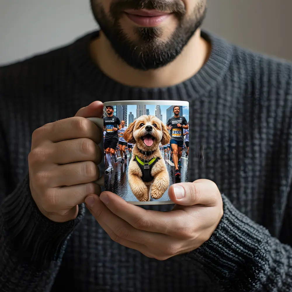 Goldendoodle Running New York City Marathon – Mugs