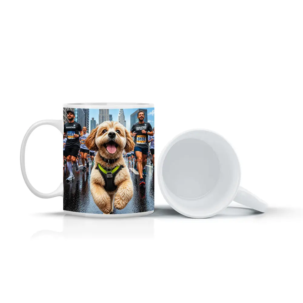 Goldendoodle Running New York City Marathon – Mugs