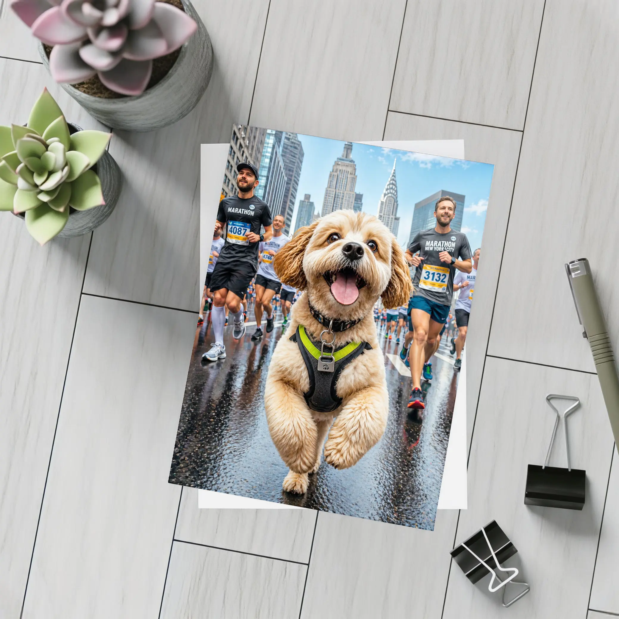 Goldendoodle Running New York City Marathon – Postcards