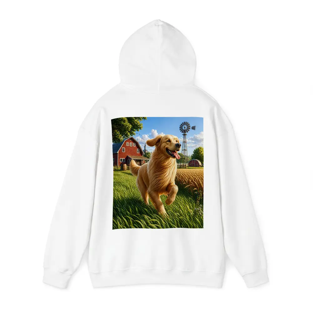 Golden Retriever Running on Sunny Farm – Hoodies