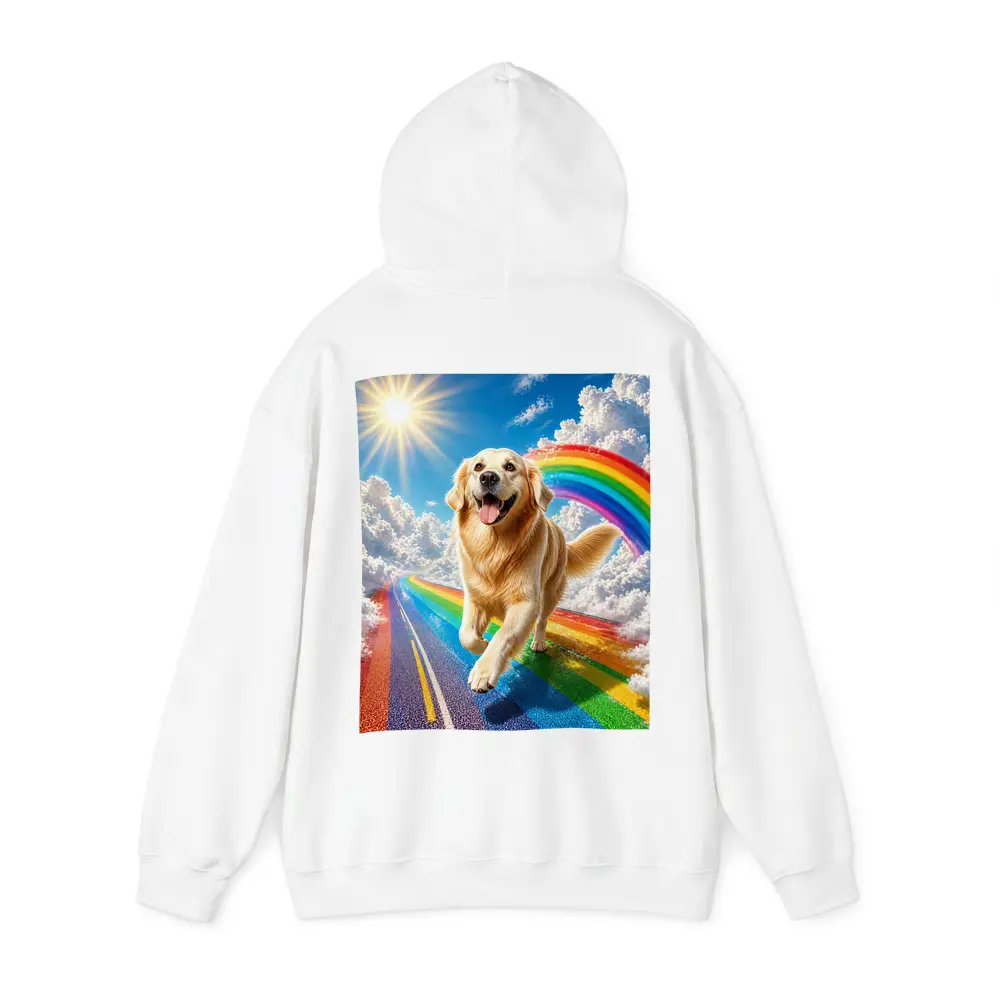 Golden Retriever Running on Rainbow Road – Hoodies