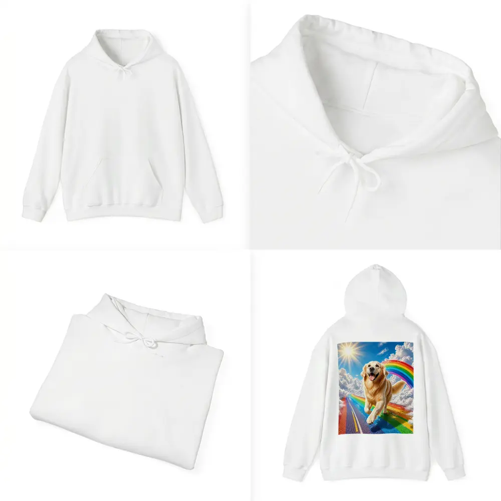 Golden Retriever Running on Rainbow Road – Hoodies