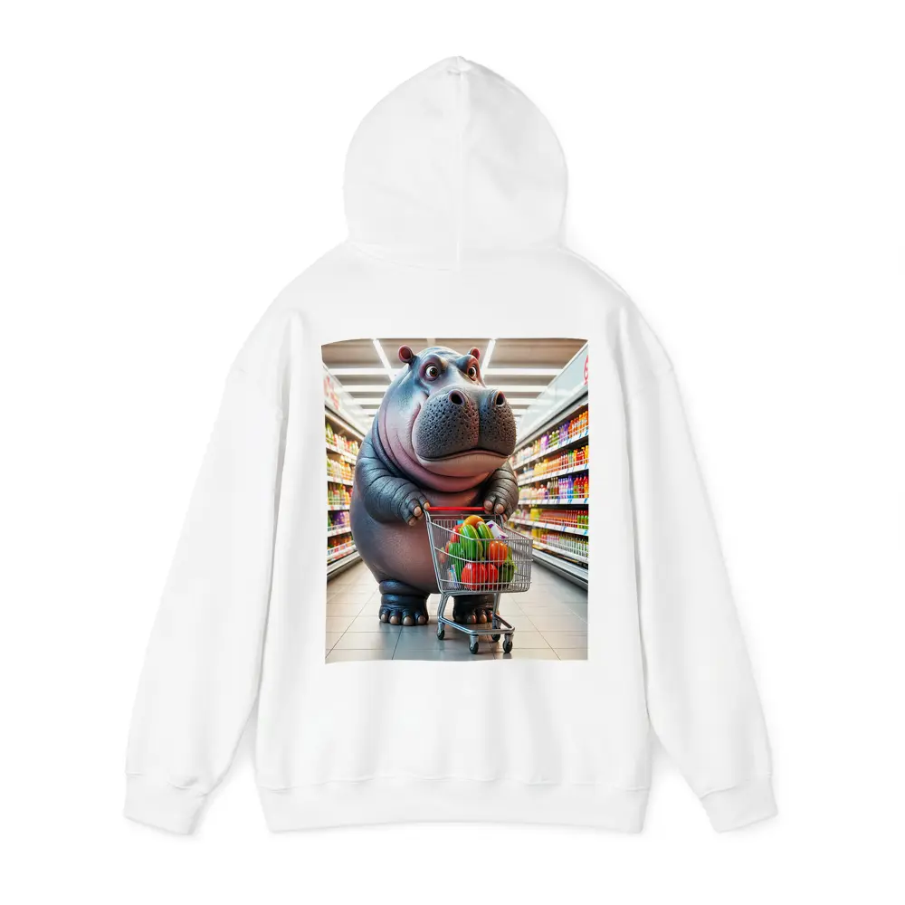 Cartoon Hippo Shopping Cart Grocery Store – Hoodies