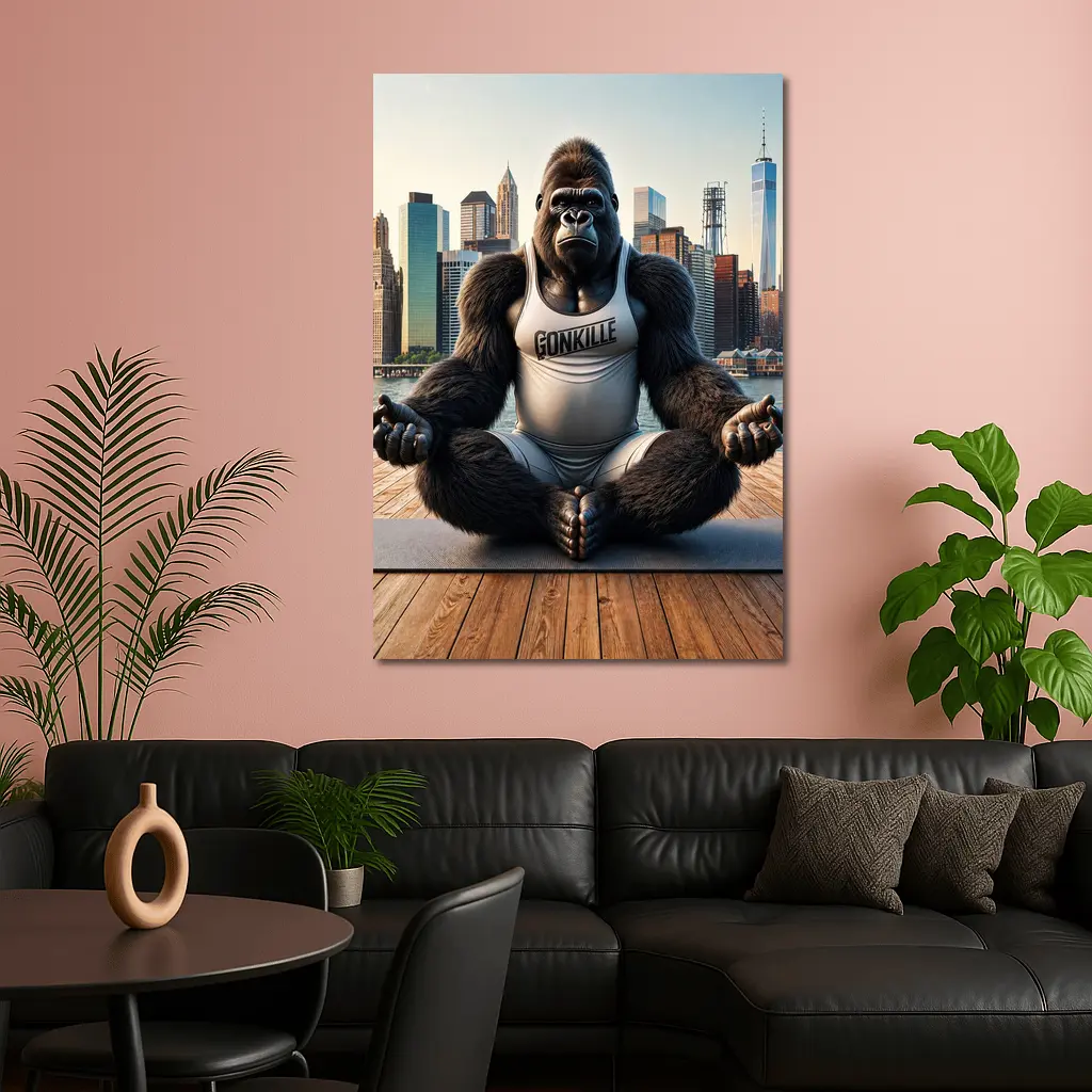 Gorilla Meditating Yoga New York City Skyline – Wall Art