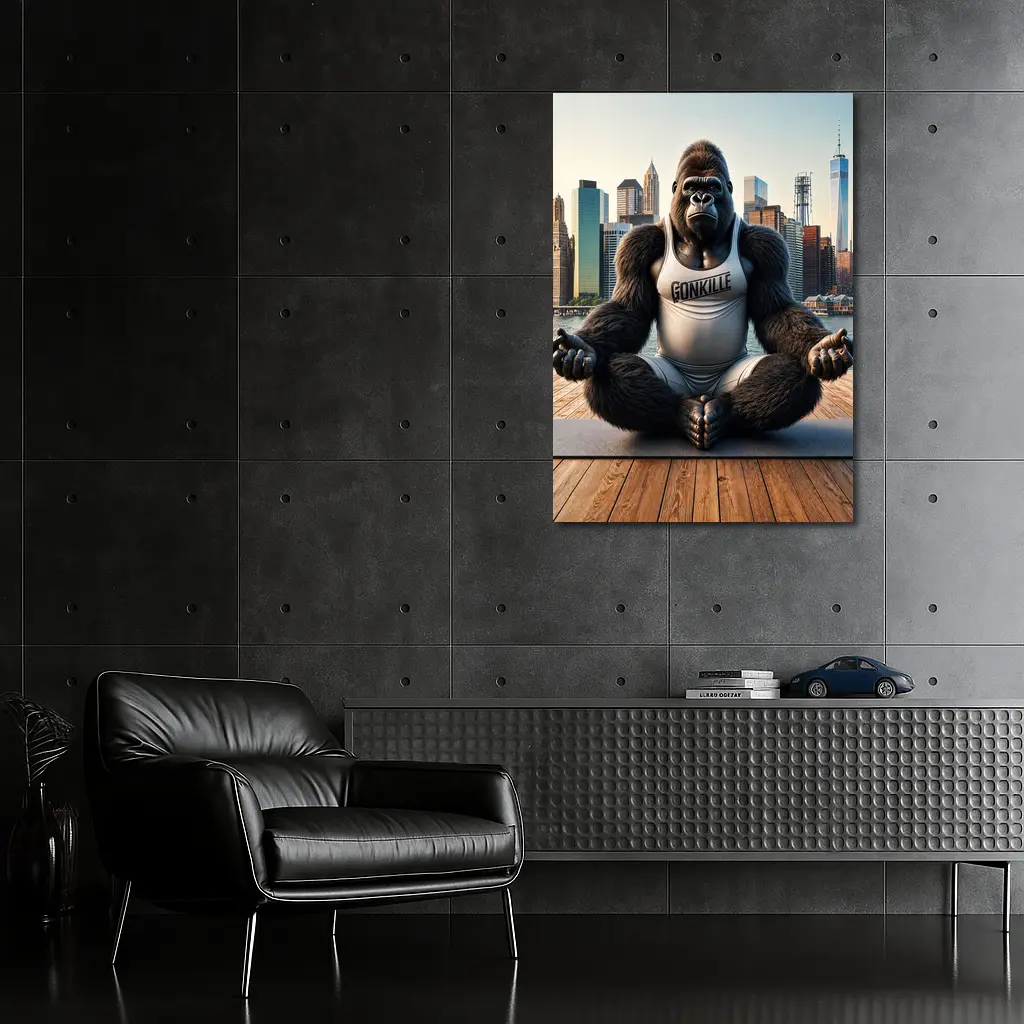 Gorilla Meditating Yoga New York City Skyline – Wall Art