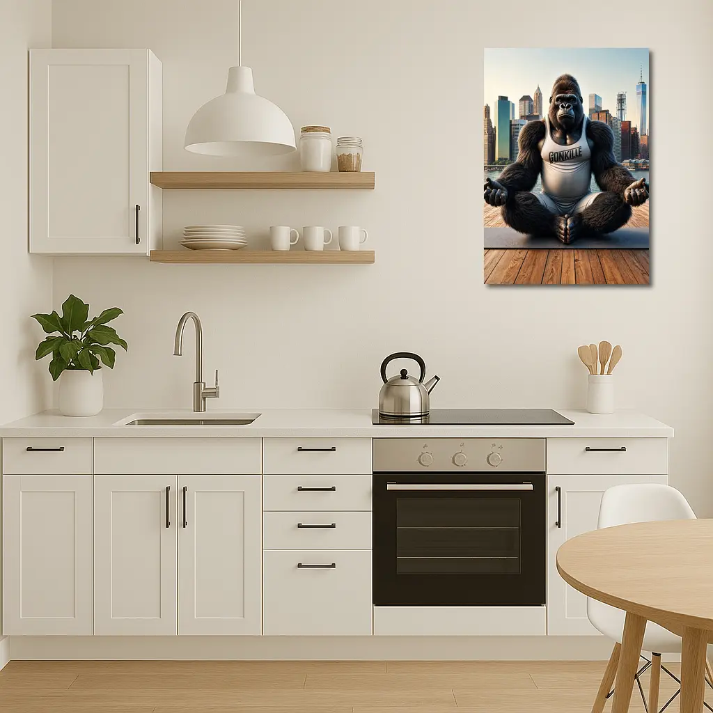 Gorilla Meditating Yoga New York City Skyline – Wall Art