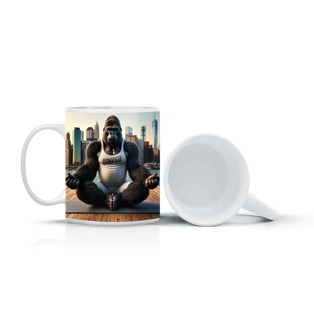 Gorilla Meditating Yoga New York City Skyline – Mugs