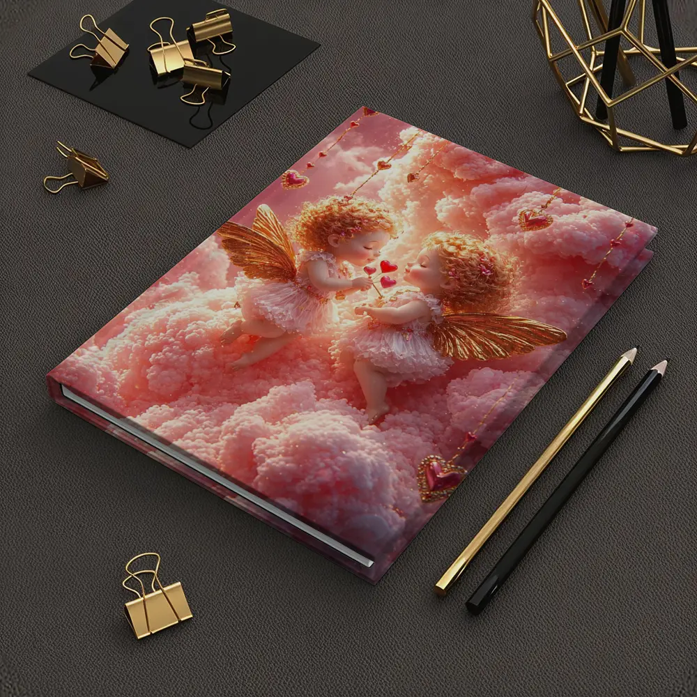 Cherub Angels Pink Clouds Gold Hearts – Notebooks