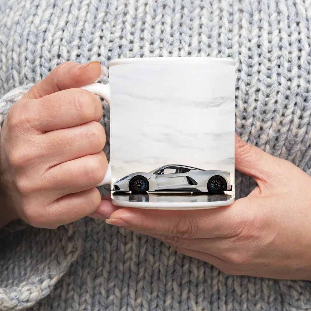Hennessey Venom F5 White Marble Background – Mugs