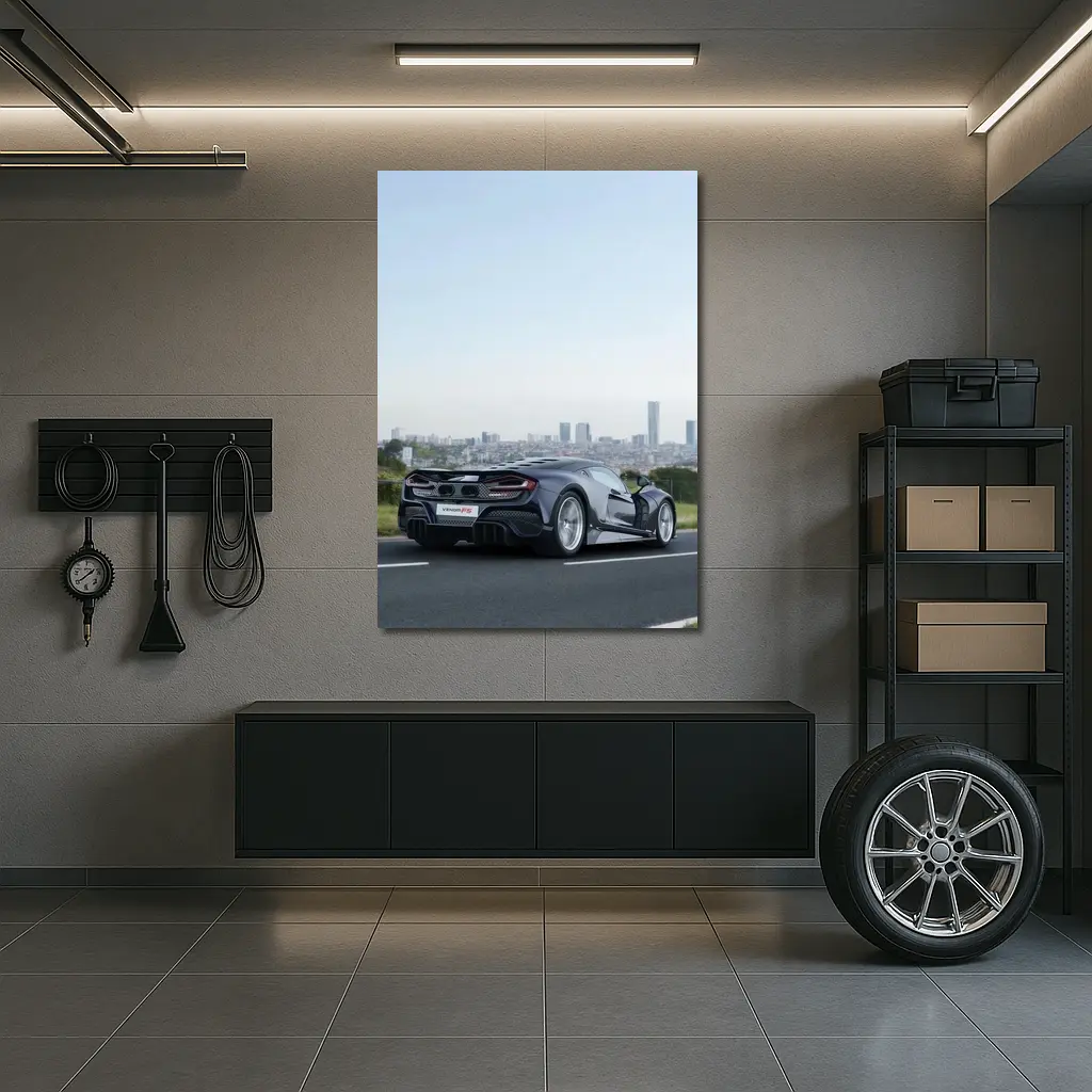 Hennessey Venom F5 Supercar City Skyline – Wall Art
