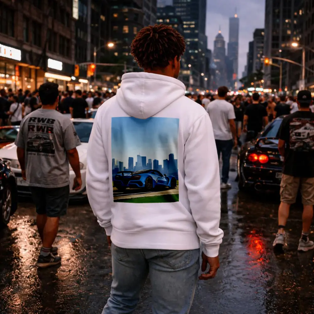 Hennessey Venom F5 Blue City Skyline – Hoodies