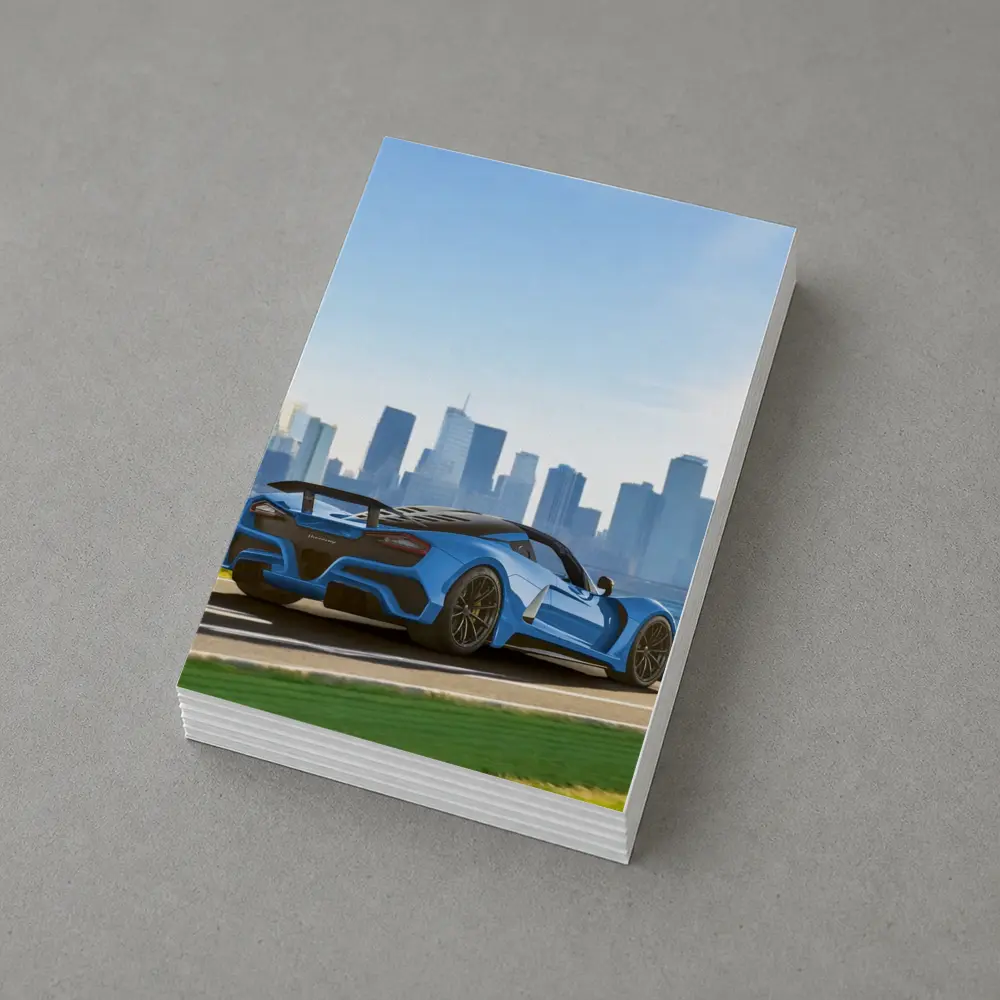 Hennessey Venom F5 Blue City Skyline – Postcards