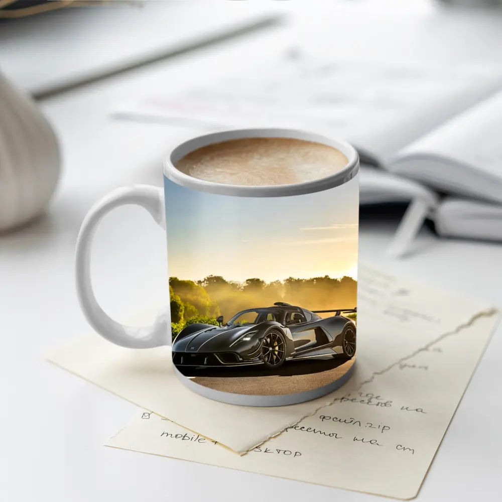 Hennessey Venom F5 Black Supercar Sunset Road – Mugs