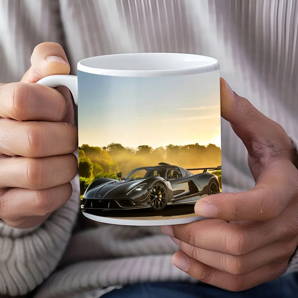 Hennessey Venom F5 Black Supercar Sunset Road – Mugs