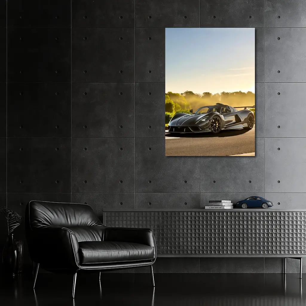 Hennessey Venom F5 Black Supercar Sunset Road – Wall Art