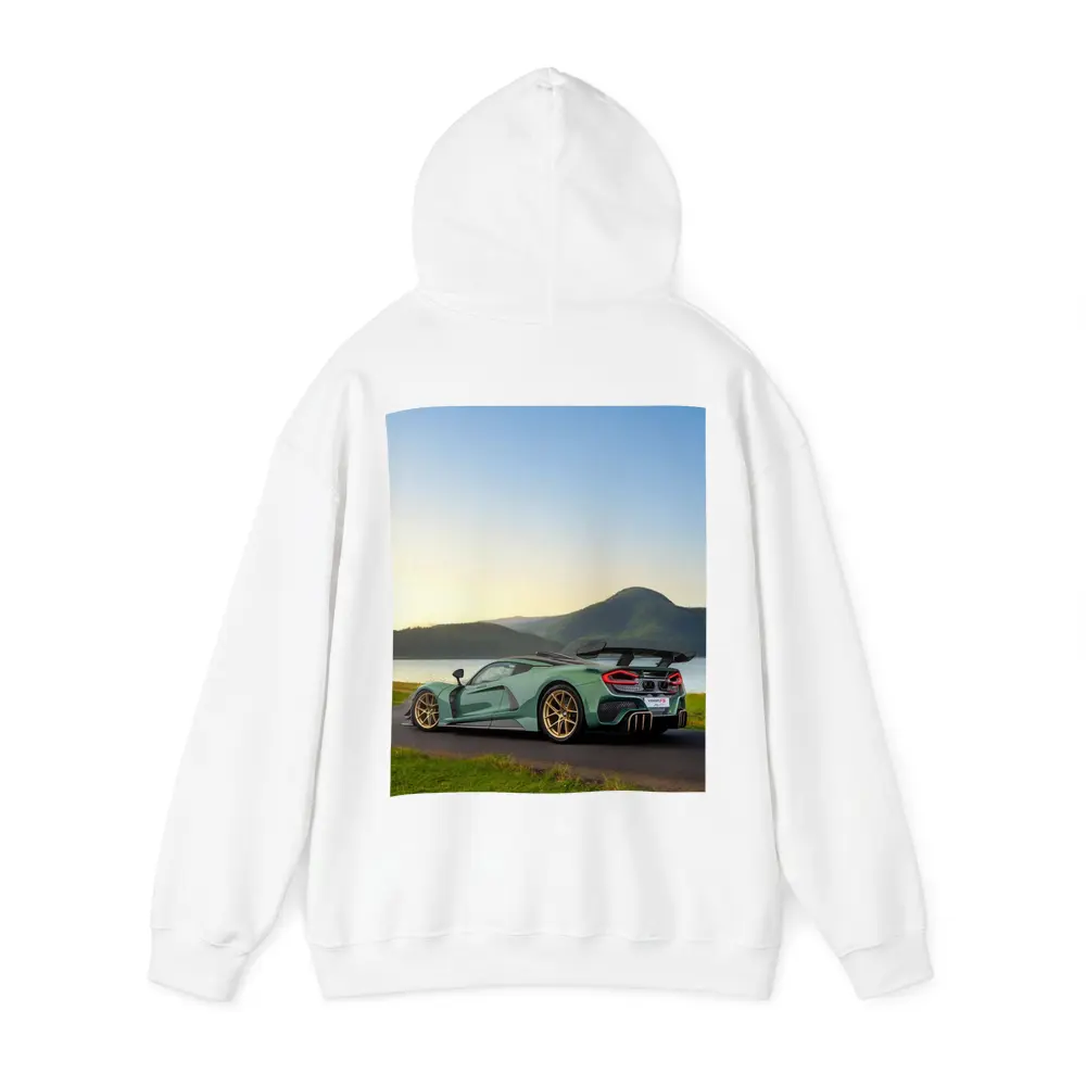 Hennessey Venom F5 Green Supercar Lake Background – Hoodies