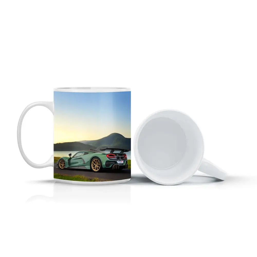 Hennessey Venom F5 Green Supercar Lake Background – Mugs