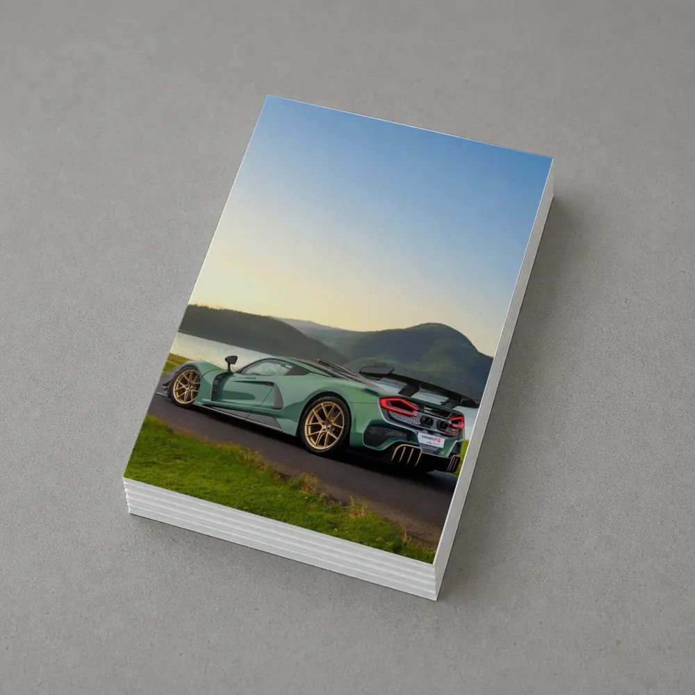 Hennessey Venom F5 Green Supercar Lake Background – Postcards