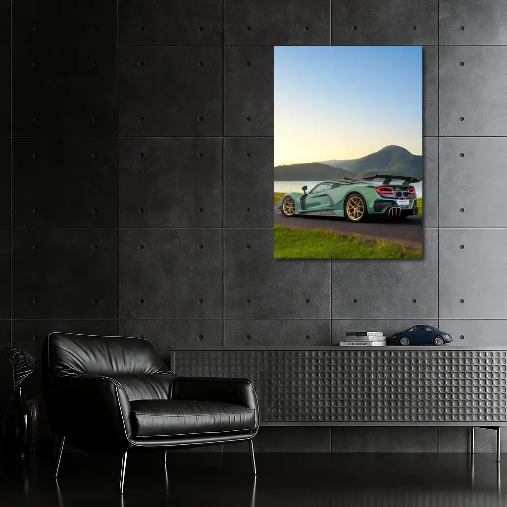 Hennessey Venom F5 Green Supercar Lake Background – Wall Art