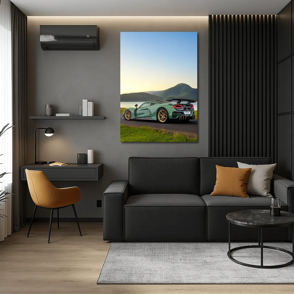 Hennessey Venom F5 Green Supercar Lake Background – Wall Art