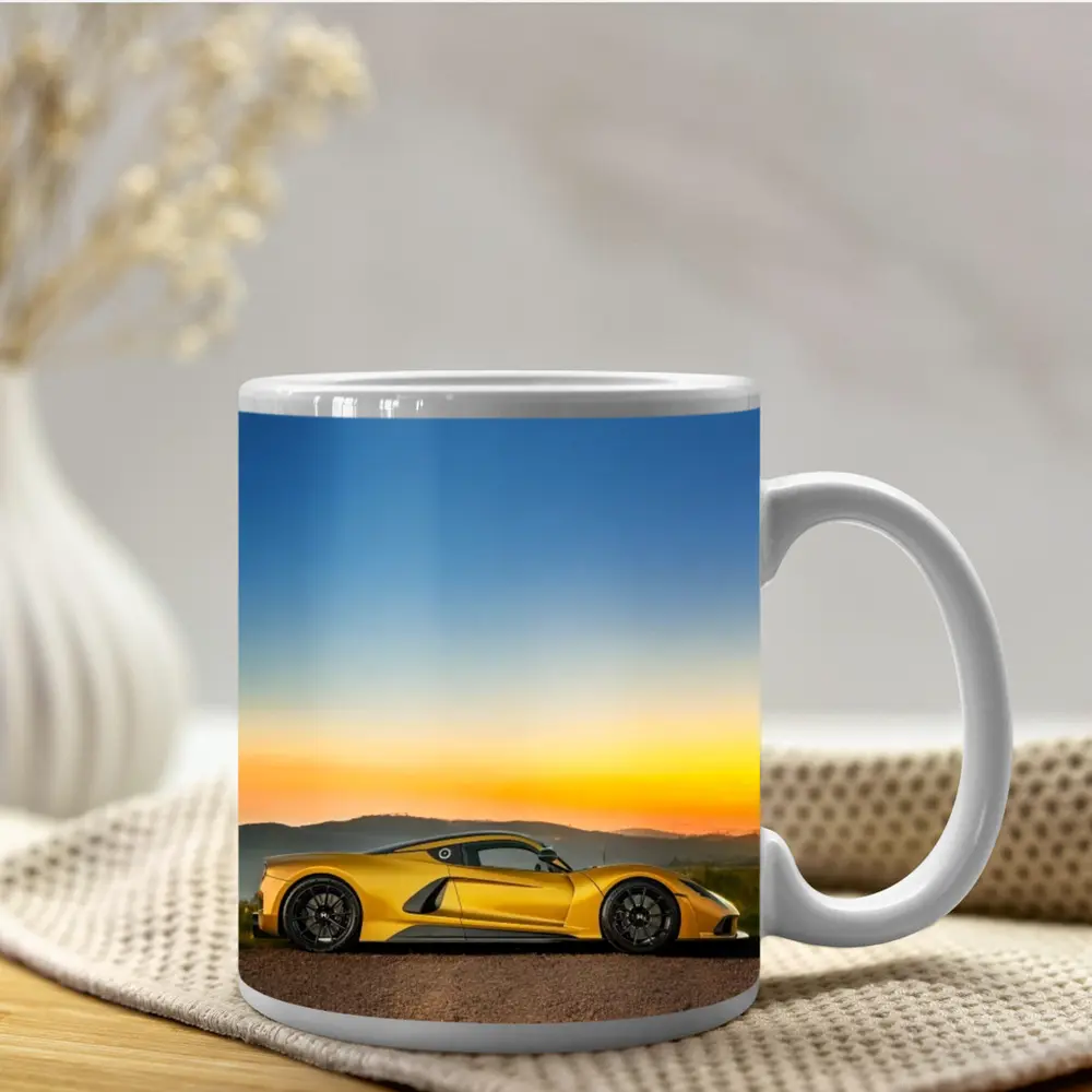 Hennessey Venom F5 Yellow Supercar Sunset – Mugs