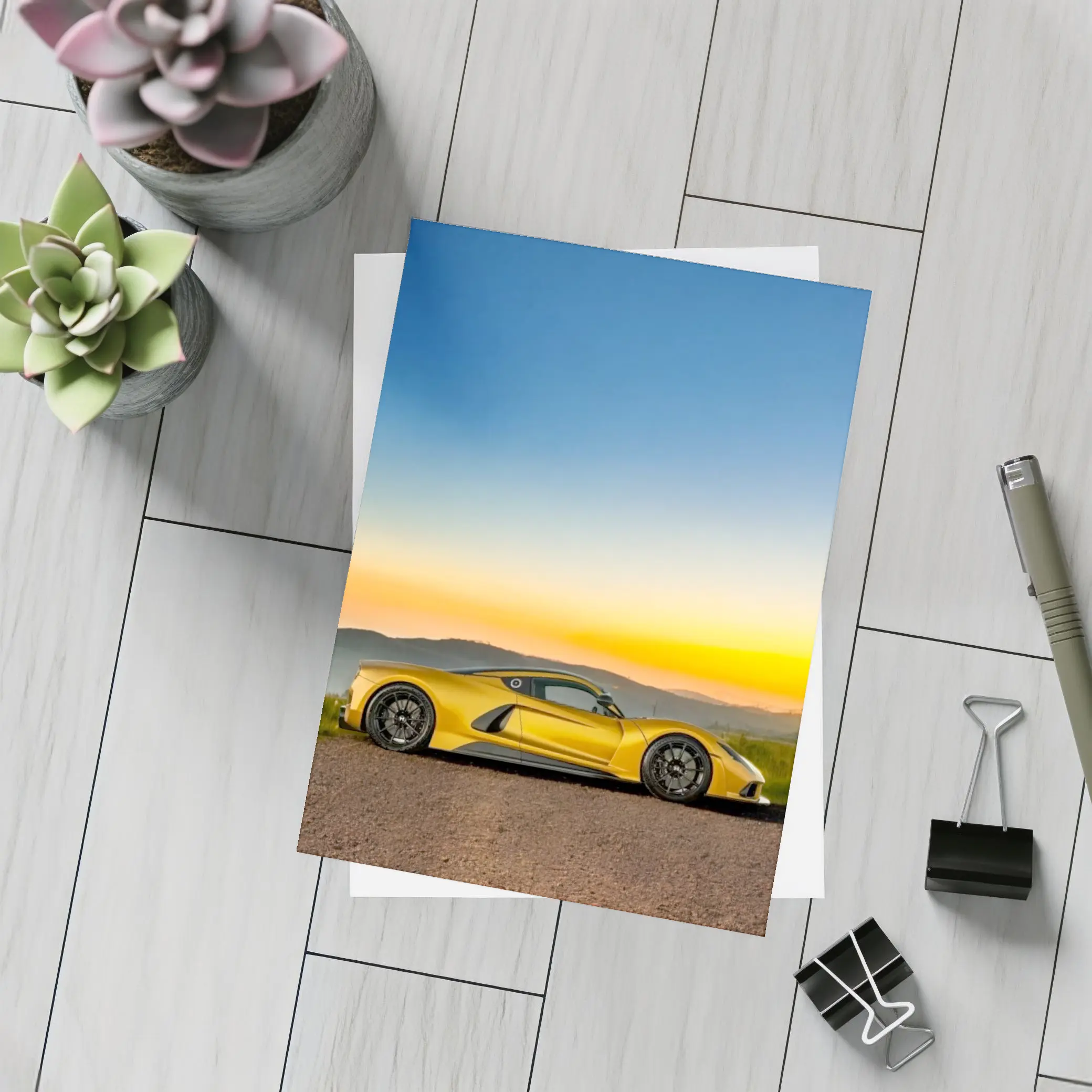Hennessey Venom F5 Yellow Supercar Sunset – Postcards