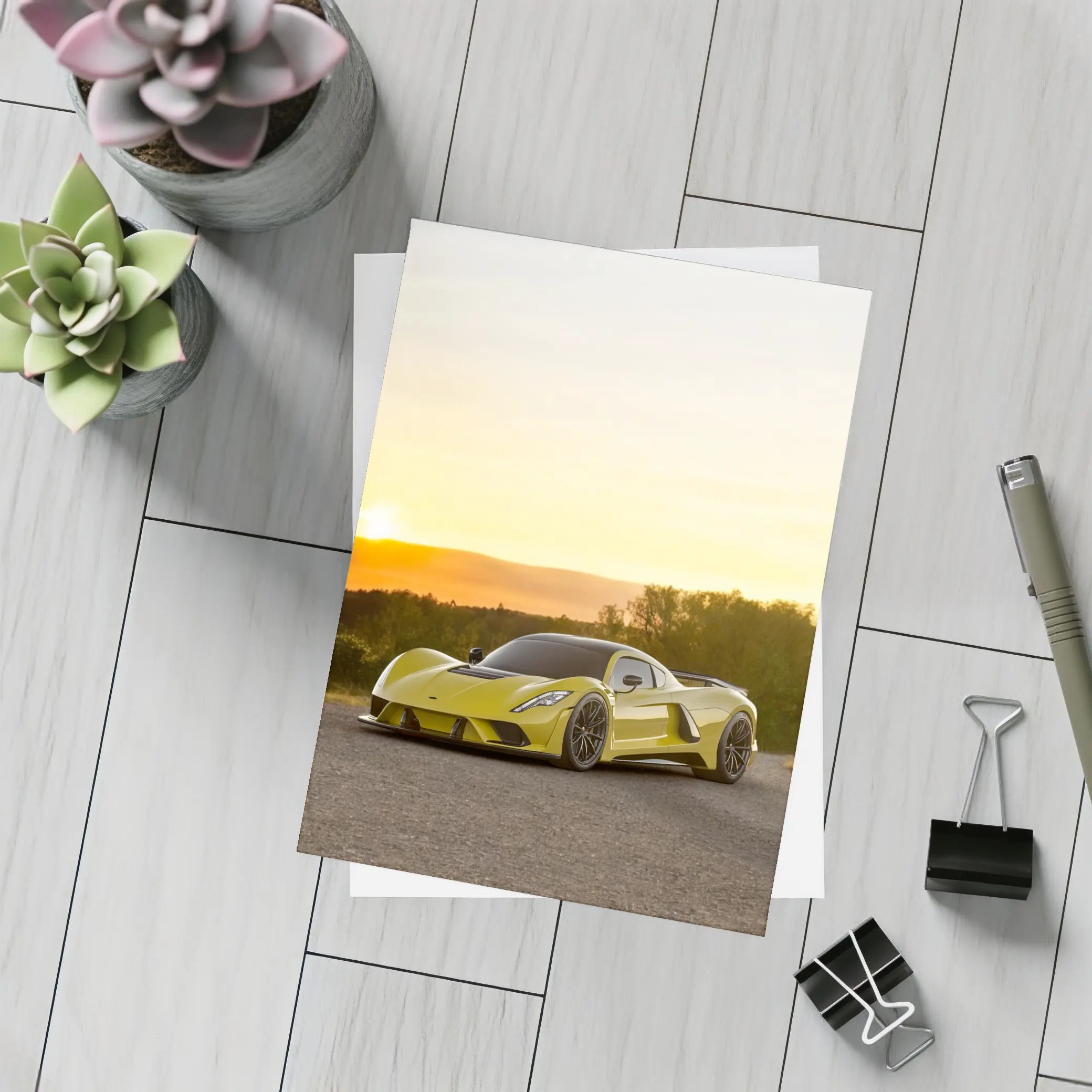 Hennessey Venom F5 Supercar Golden Sunset – Postcards