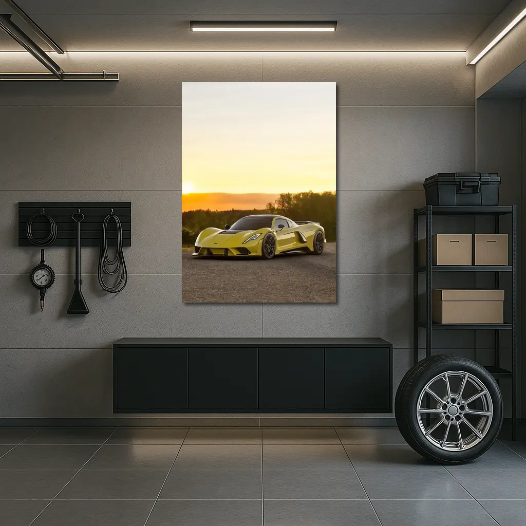 Hennessey Venom F5 Supercar Golden Sunset – Wall Art