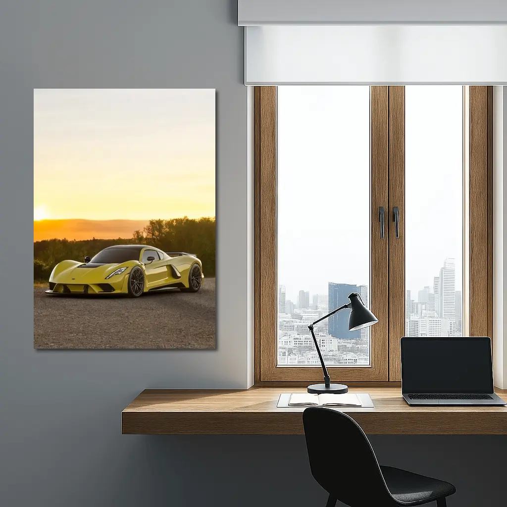 Hennessey Venom F5 Supercar Golden Sunset – Wall Art