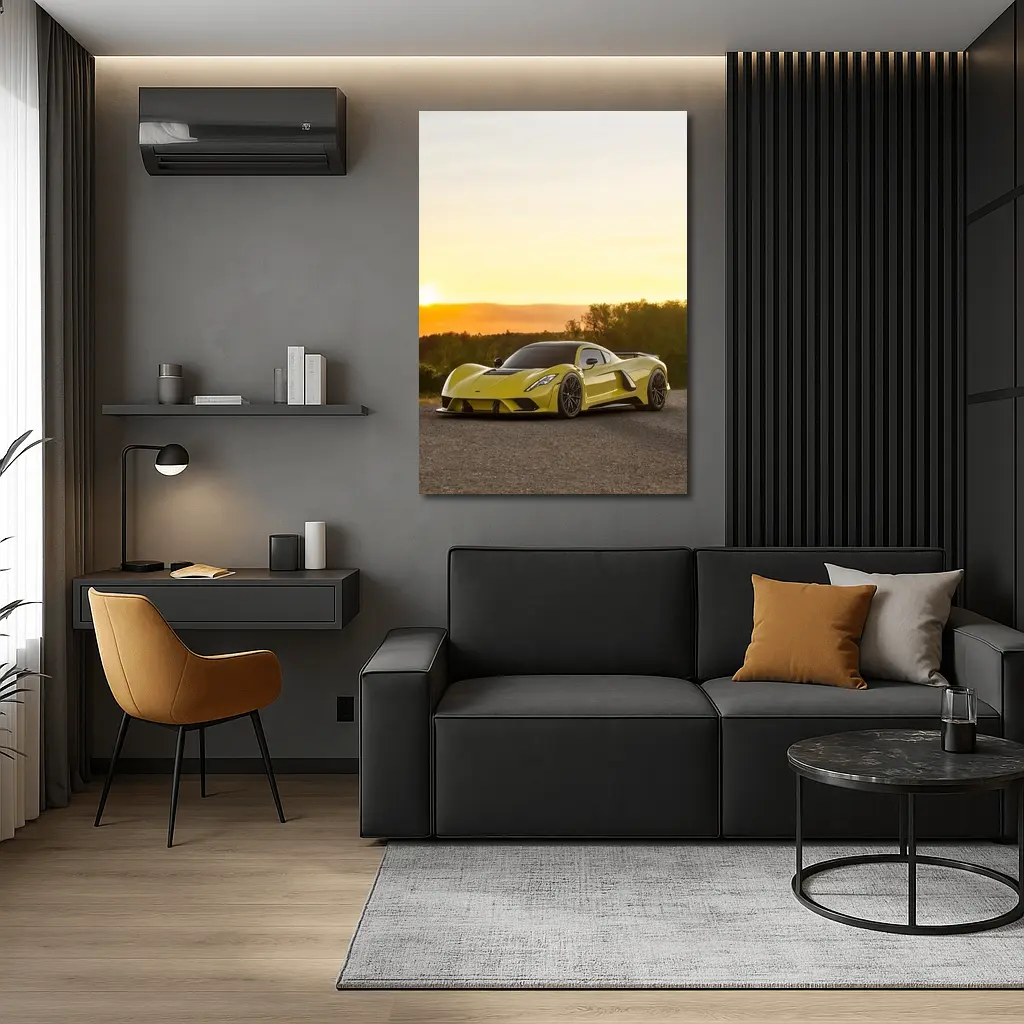 Hennessey Venom F5 Supercar Golden Sunset – Wall Art